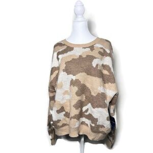 Lucky Brand Tan Cream Color Camo Pullover Sweater Women’s Size XL New With Tags